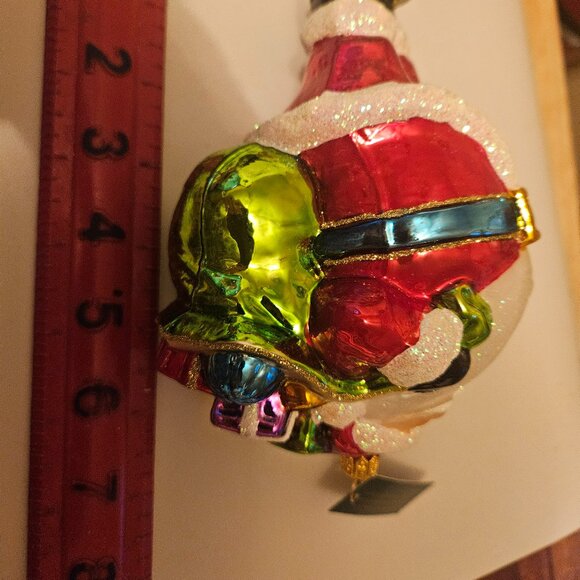hand painted mouth blown glass santa w/ a bag of toys ornament made in Poland - Picture 4 of 7